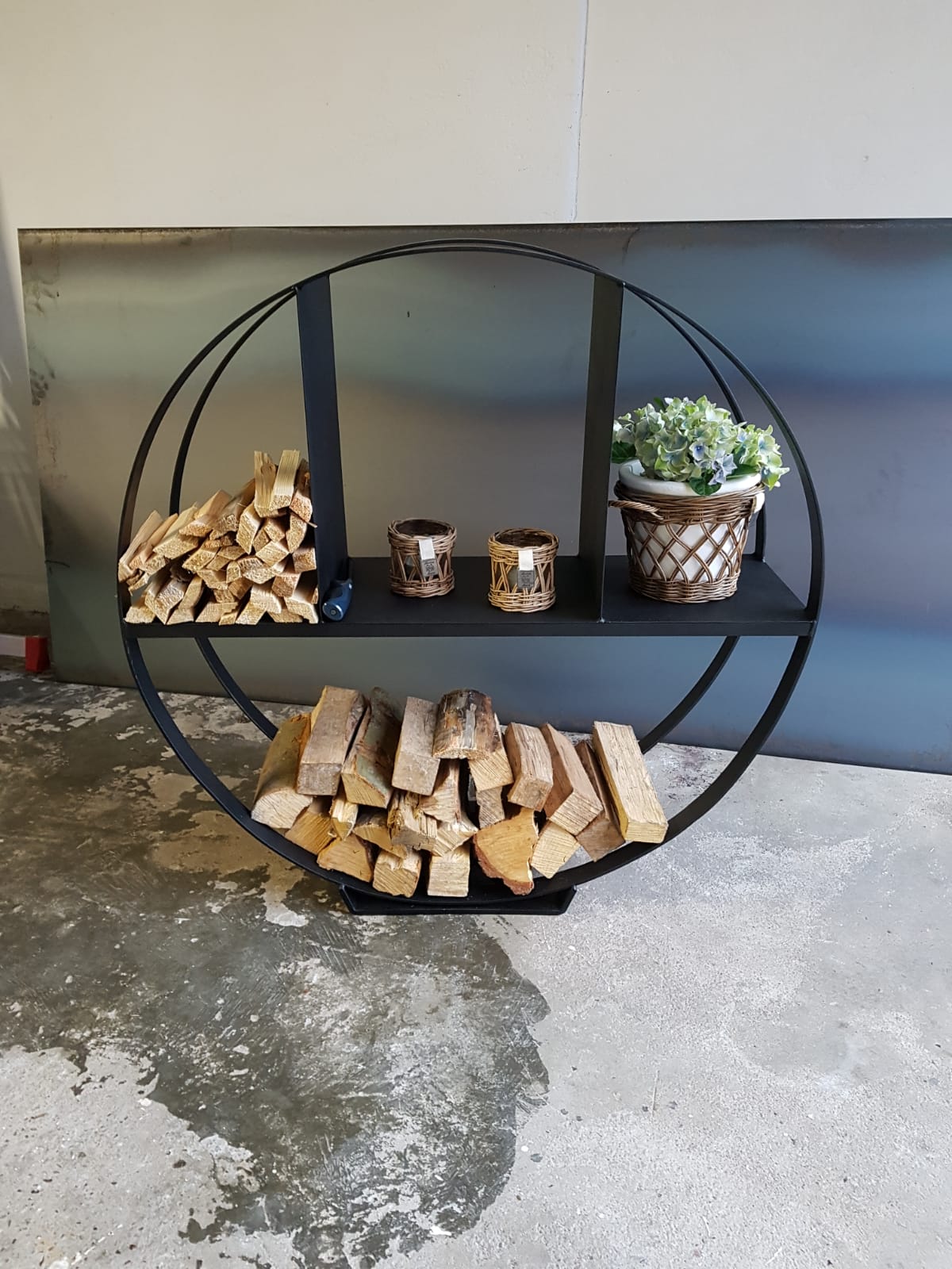 Industrieel rond Wandmeubel Houtrek