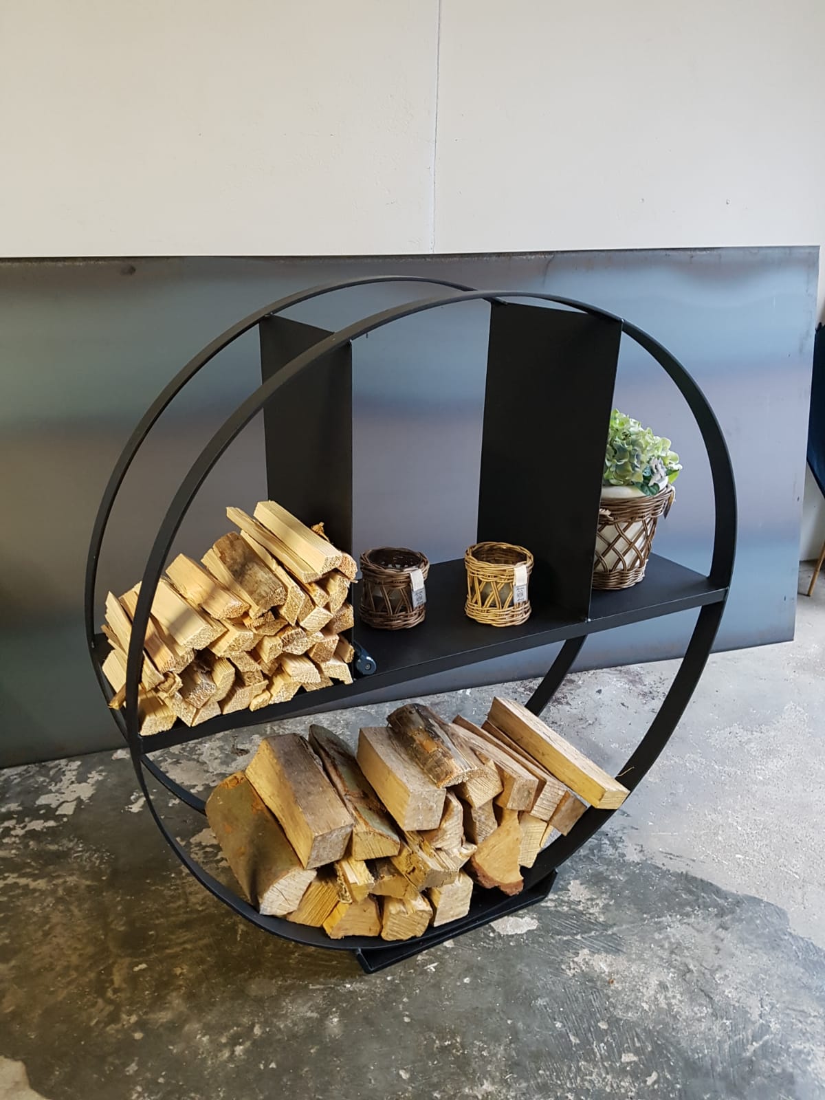 Industrieel rond Wandmeubel Houtrek 2